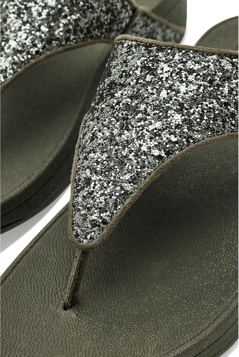 image:imageFitFlop Lulu MultiTonal Glitter ToePost SandalsDeep Olive