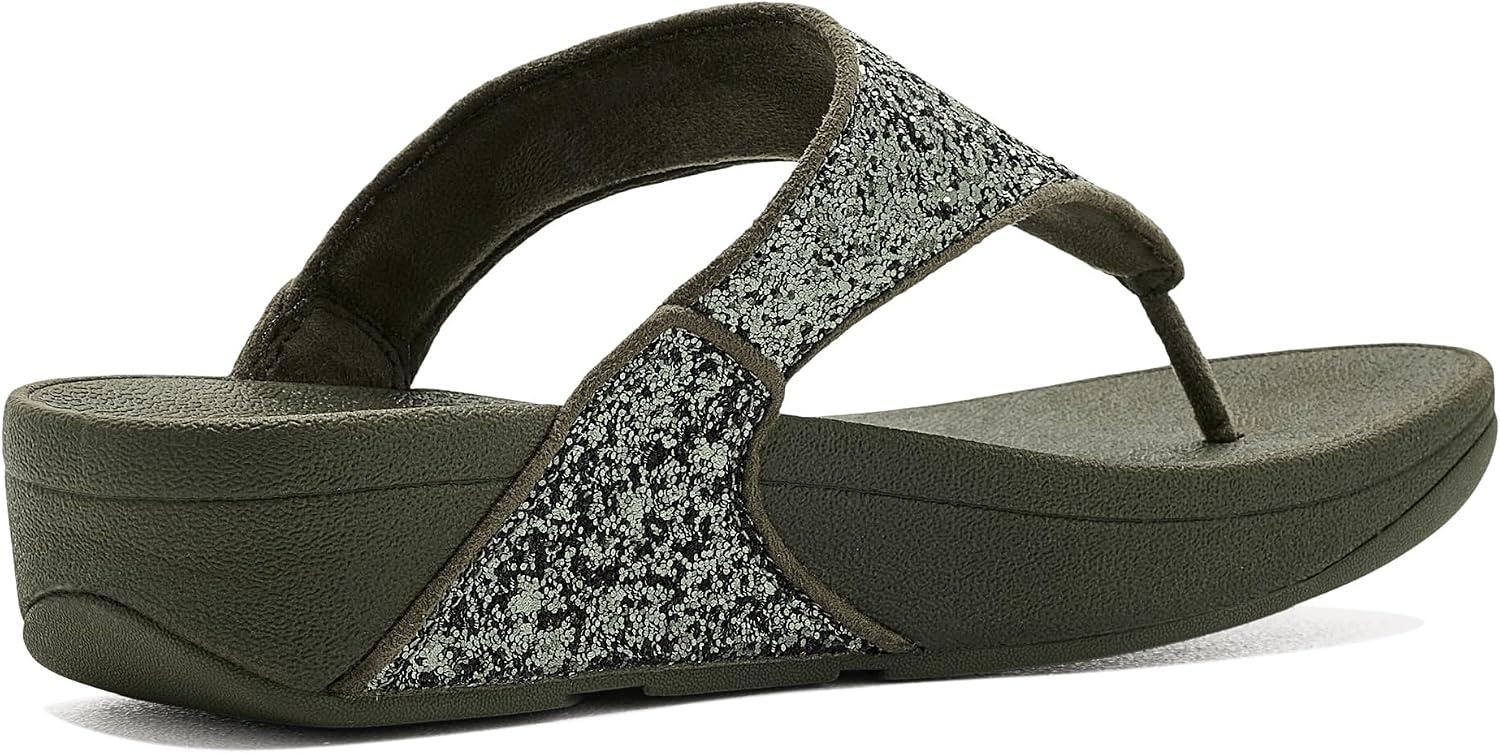 image:imageFitFlop Lulu MultiTonal Glitter ToePost SandalsDeep Olive