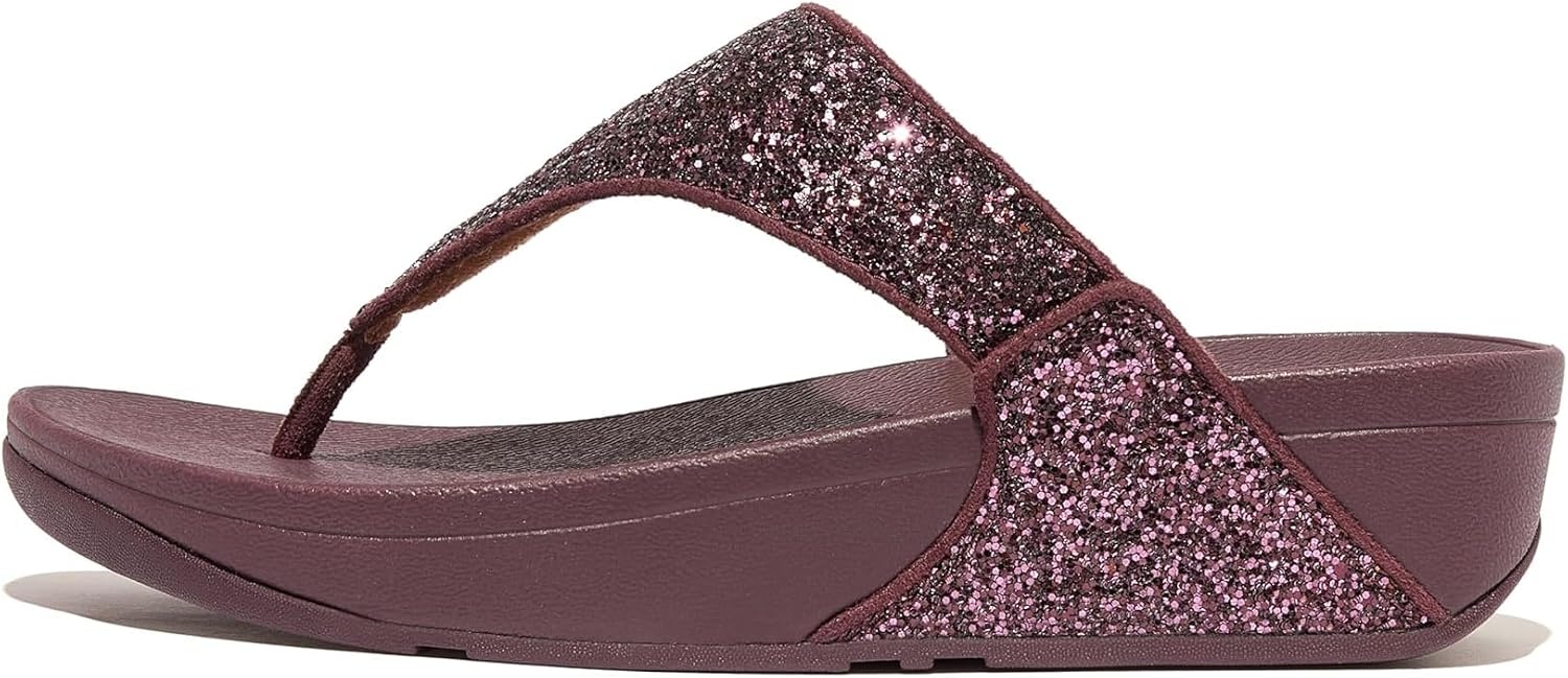 image:imageFitFlop Lulu MultiTonal Glitter ToePost SandalsMetallic Mauve Wine