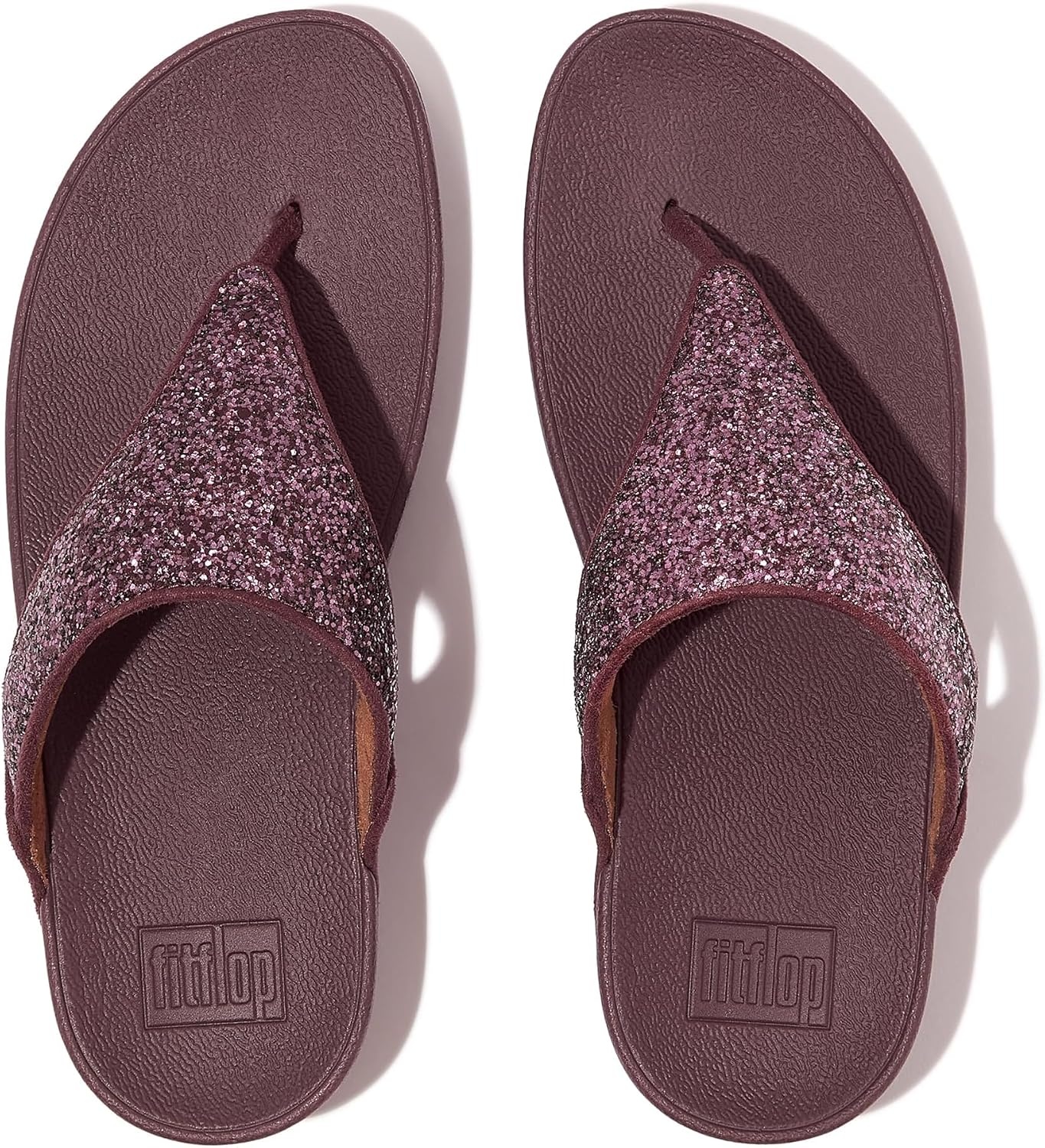 image:imageFitFlop Lulu MultiTonal Glitter ToePost SandalsMetallic Mauve Wine