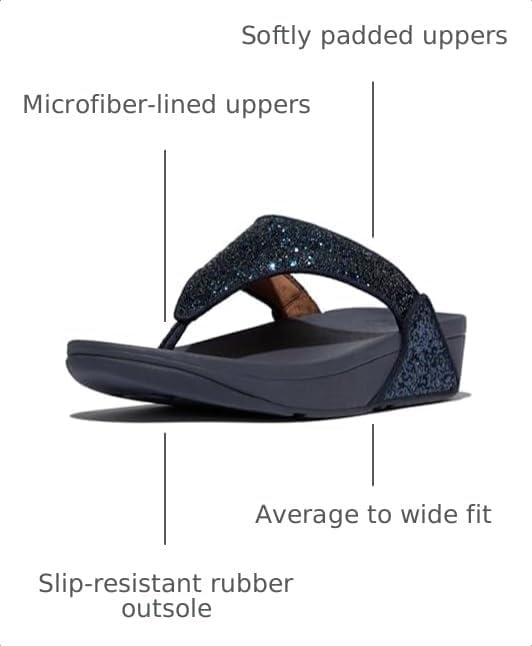 image:imageFitFlop Lulu MultiTonal Glitter ToePost SandalsMidnight Navy