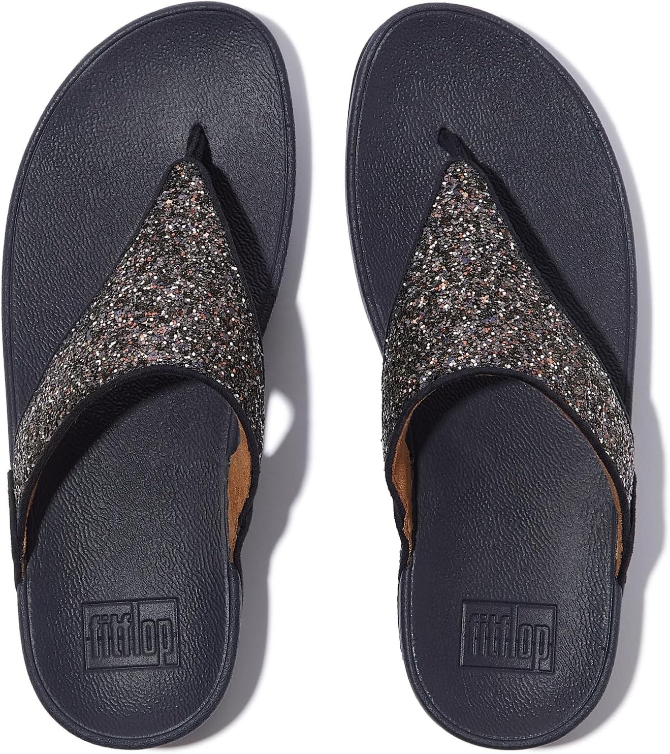 image:imageFitFlop Lulu MultiTonal Glitter ToePost SandalsMidnight Navy Mix
