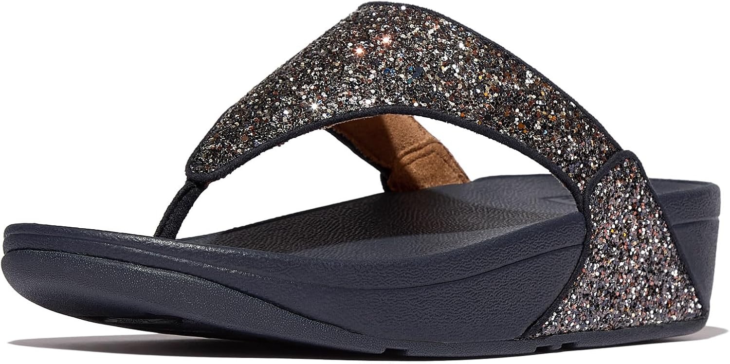 image:imageFitFlop Lulu MultiTonal Glitter ToePost SandalsMidnight Navy Mix