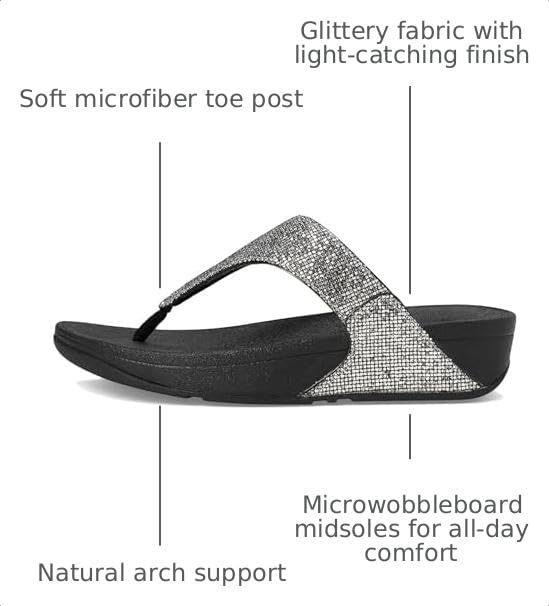 image:imageFitFlop Lulu MultiTonal Glitter ToePost SandalsSilverBlack