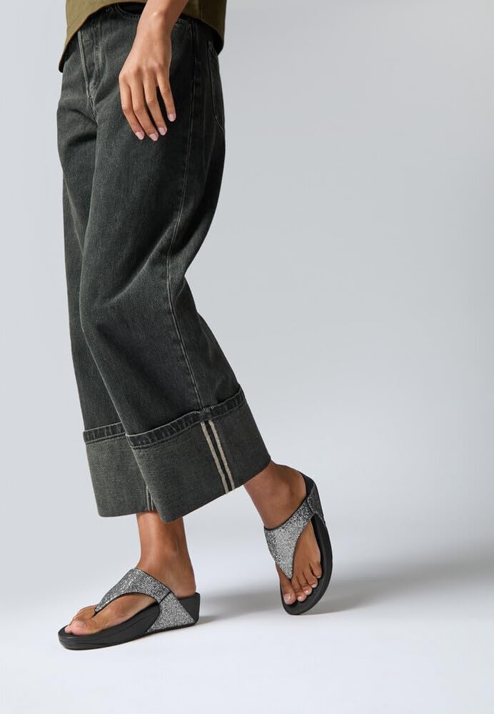 image:imageFitFlop Lulu MultiTonal Glitter ToePost SandalsSilverBlack