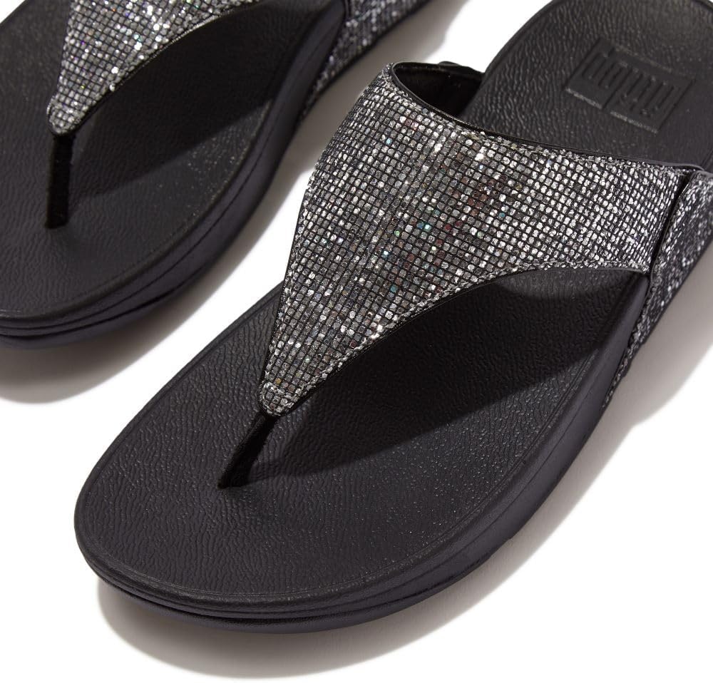 image:imageFitFlop Lulu MultiTonal Glitter ToePost SandalsSilverBlack