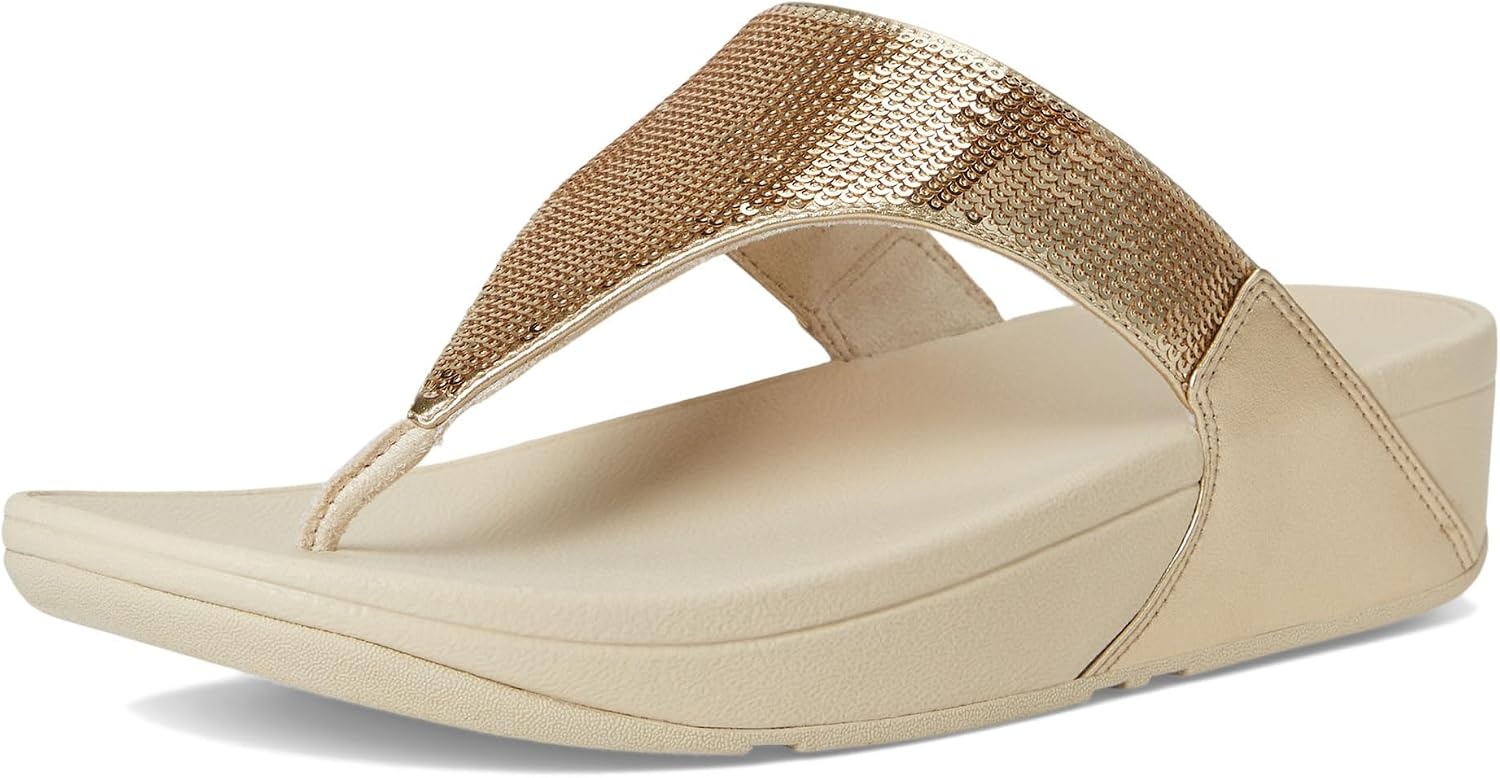 image:imageFitFlop Lulu Sequin ToePost SandalsPlatino