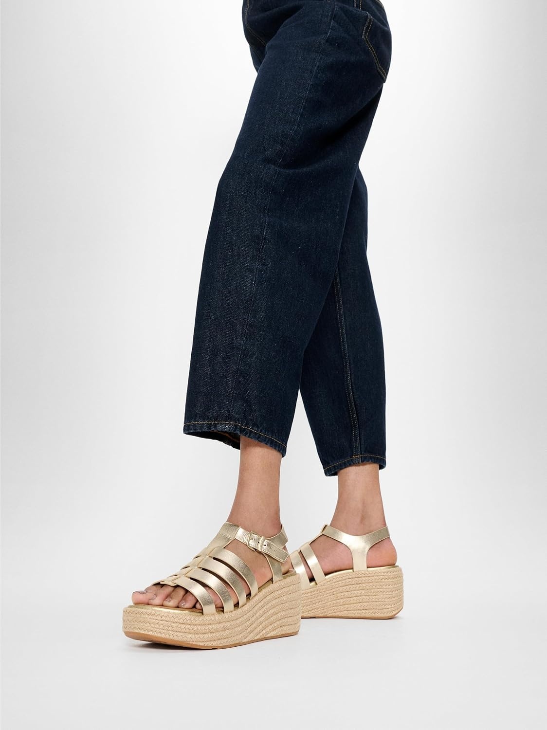 image:imageFitFlop Platfforms Espadrille Fisherman Wedge SandalsPlatino