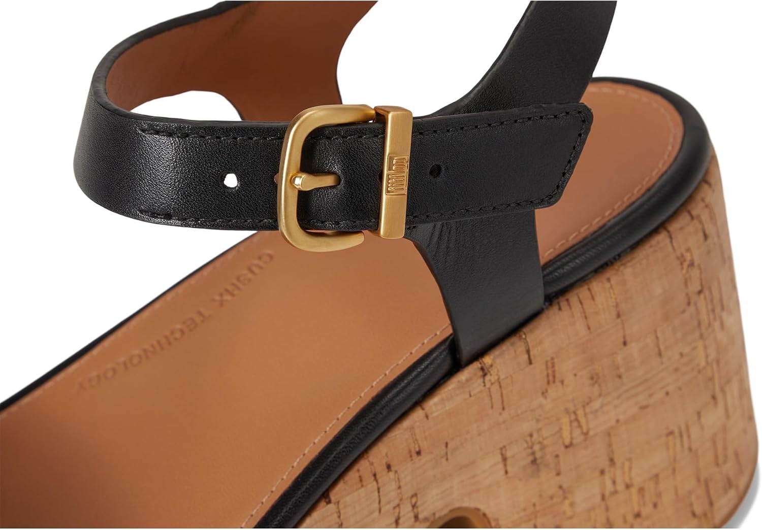 image:imageFitFlop Platfforms LeatherCork Heeled AnkleStrap SandalsBlack