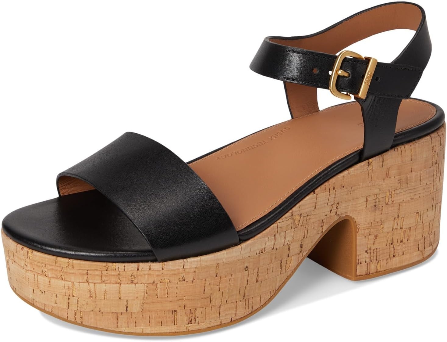 image:imageFitFlop Platfforms LeatherCork Heeled AnkleStrap SandalsBlack