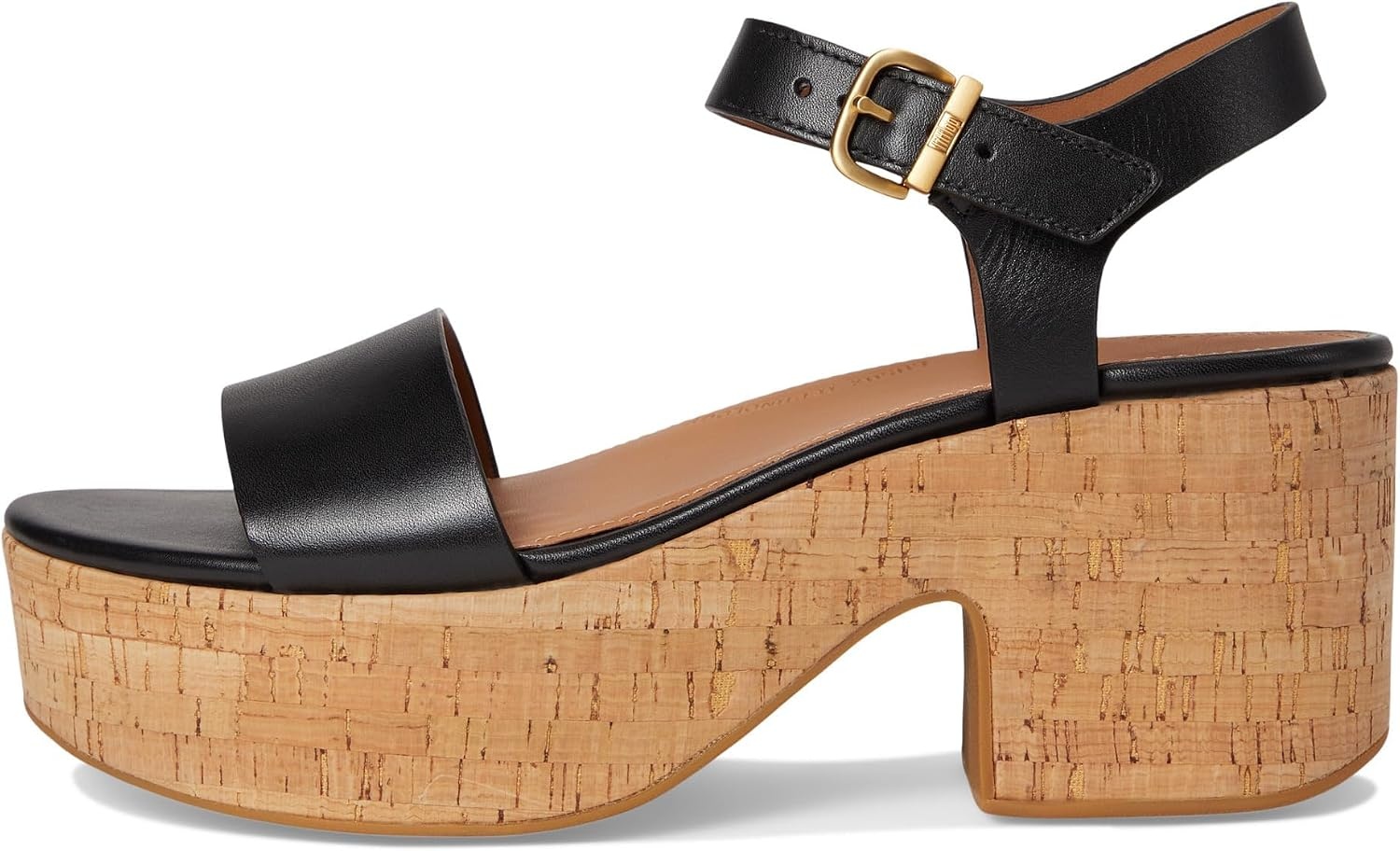 image:imageFitFlop Platfforms LeatherCork Heeled AnkleStrap SandalsBlack
