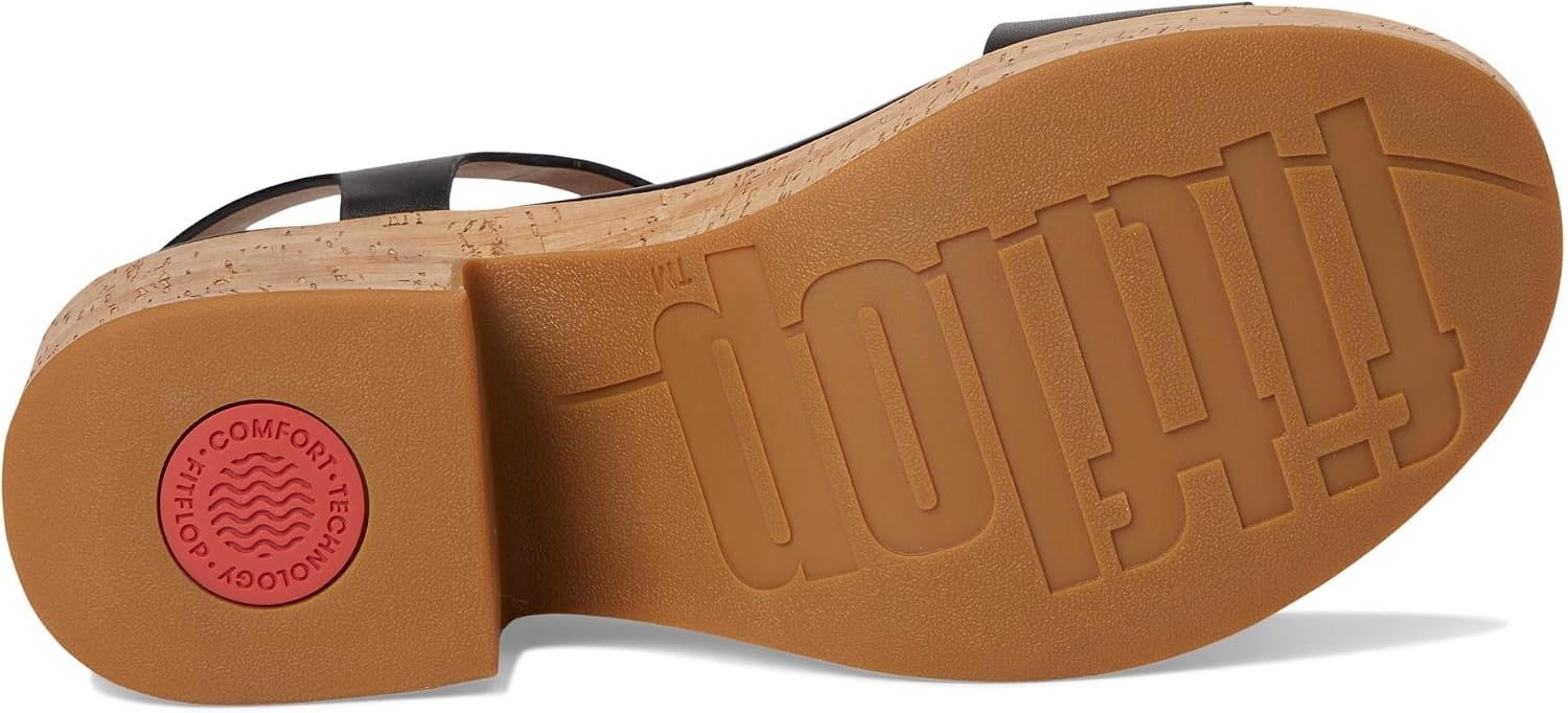 image:imageFitFlop Platfforms LeatherCork Heeled AnkleStrap SandalsBlack