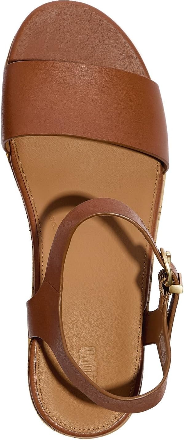 image:imageFitFlop Platfforms LeatherCork Heeled AnkleStrap SandalsDeep Tan