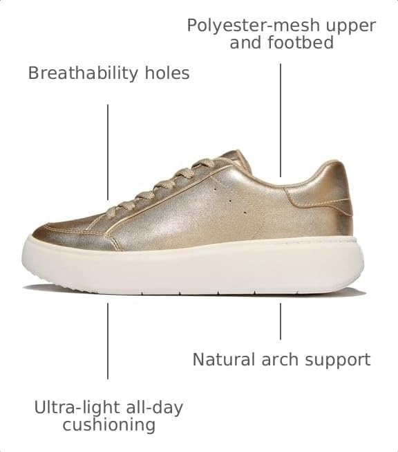 image:imageFitFlop Rtg MetallicLeather SneakersPlatino