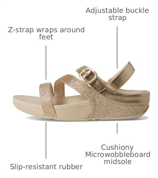 image:imageFitFlop Skinny Ii Glitterdust ZStrap SandalsPlatino