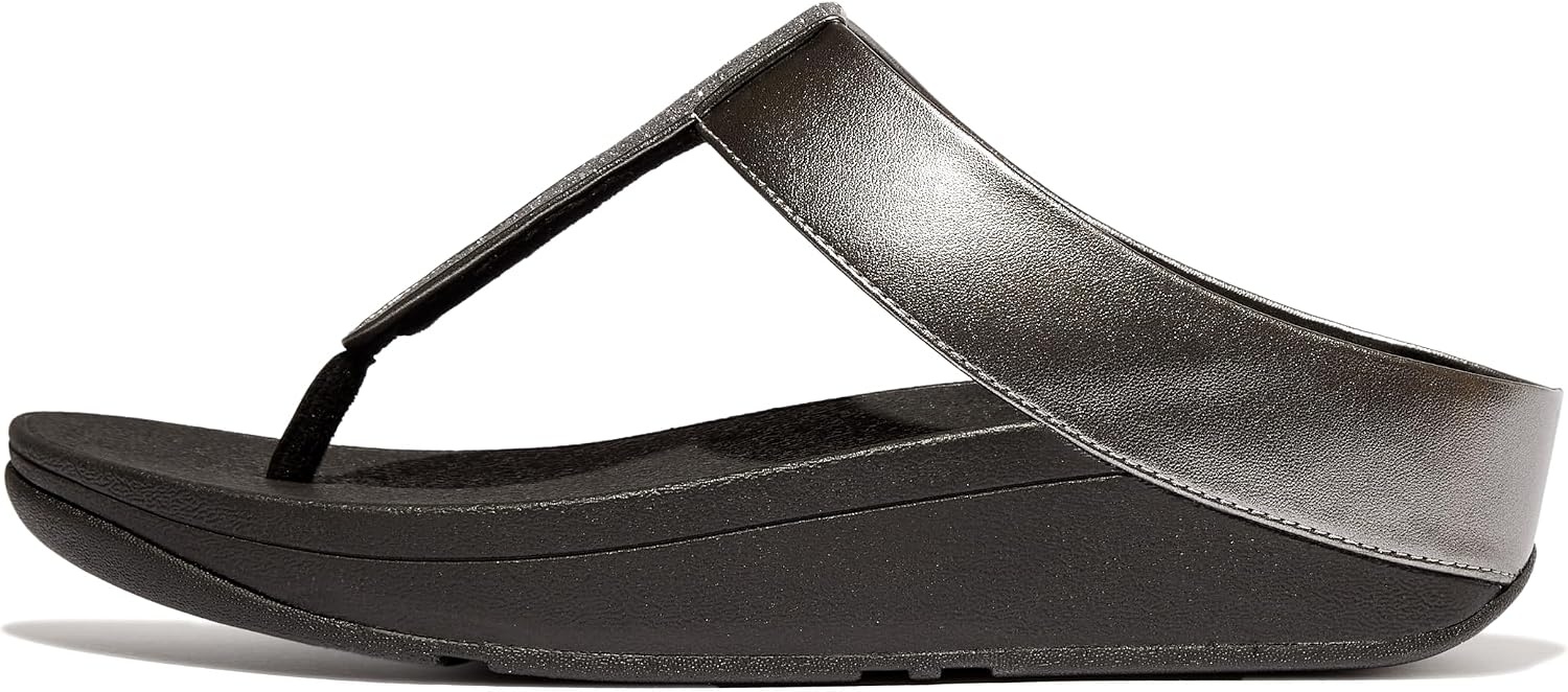 image:imageFitFlop Womens FINO Glitterdust Metallic Toe Post Flip Flop SandalBlack