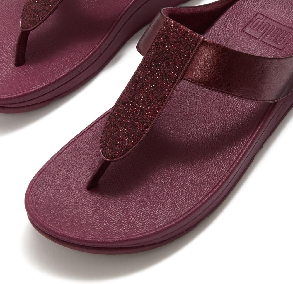 image:imageFitFlop Womens FINO Glitterdust Metallic Toe Post Flip Flop SandalDark Merlot