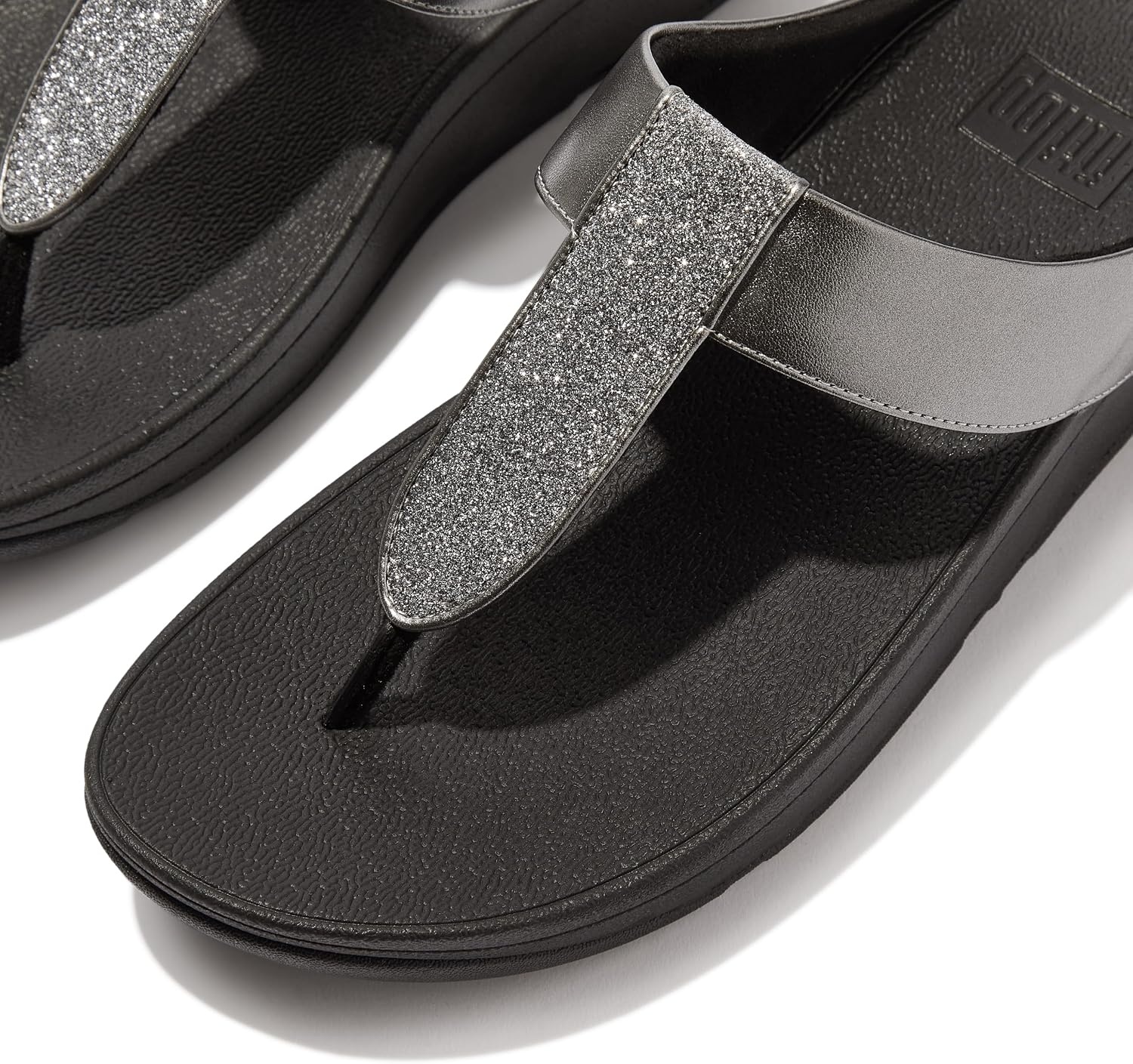 image:imageFitFlop Womens FINO Glitterdust Metallic Toe Post Flip Flop SandalGrey