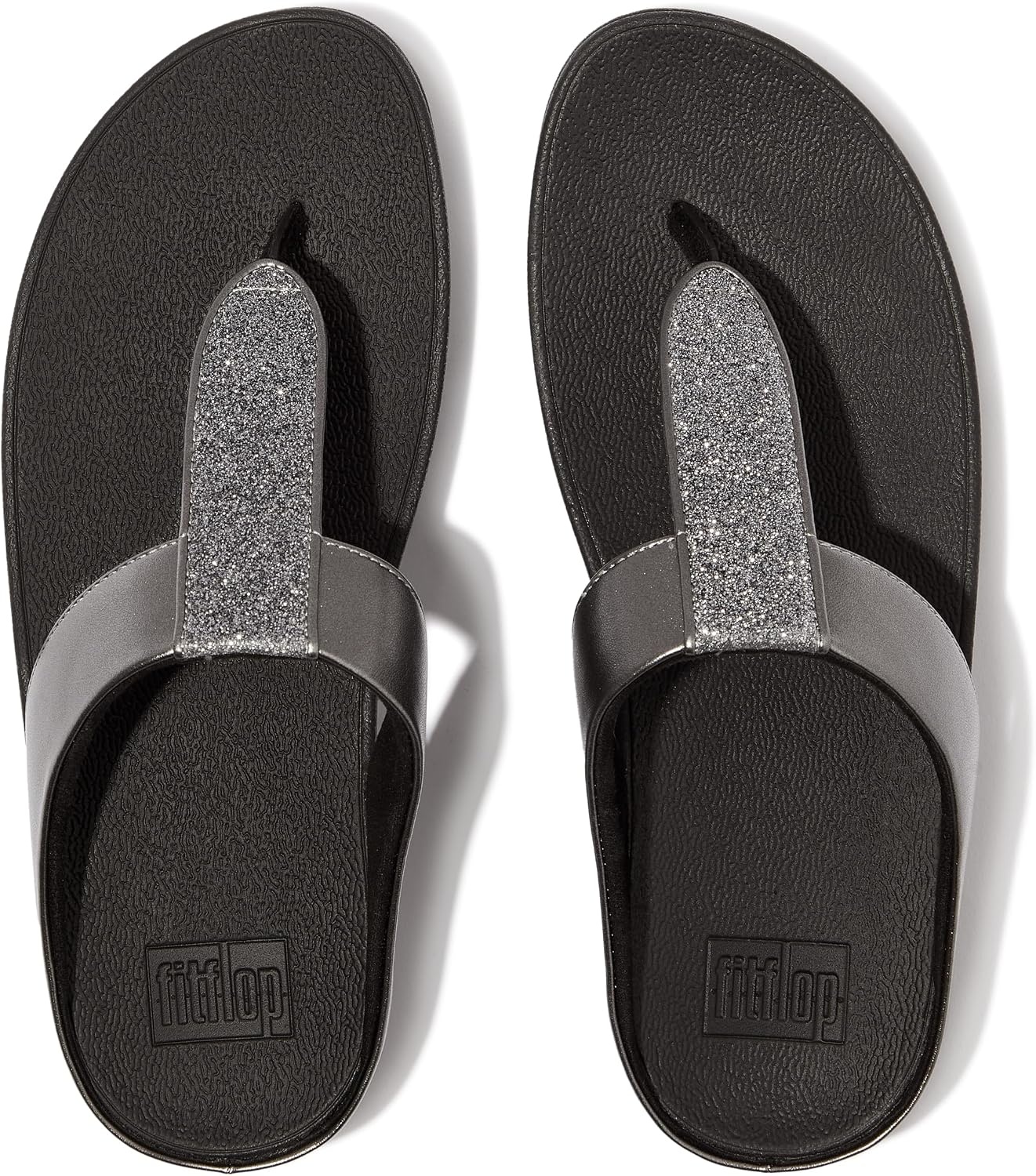 image:imageFitFlop Womens FINO Glitterdust Metallic Toe Post Flip Flop SandalGrey