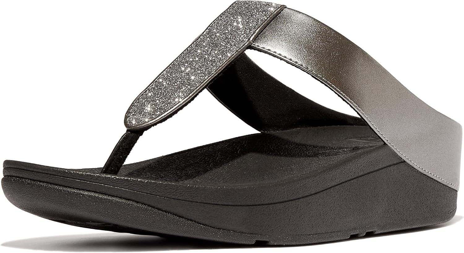 image:imageFitFlop Womens FINO Glitterdust Metallic Toe Post Flip Flop SandalGrey