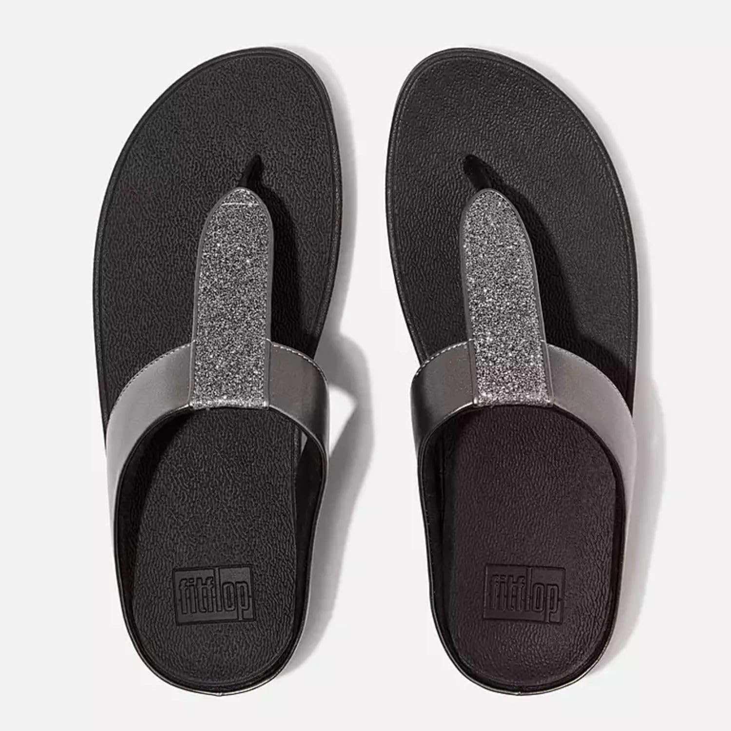 image:imageFitFlop Womens FINO Glitterdust Metallic Toe Post Flip Flop SandalPewter