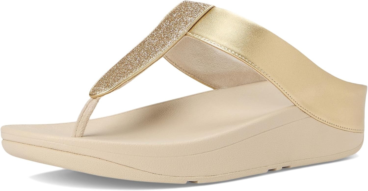 image:imageFitFlop Womens FINO Glitterdust Metallic Toe Post Flip Flop SandalPlatino