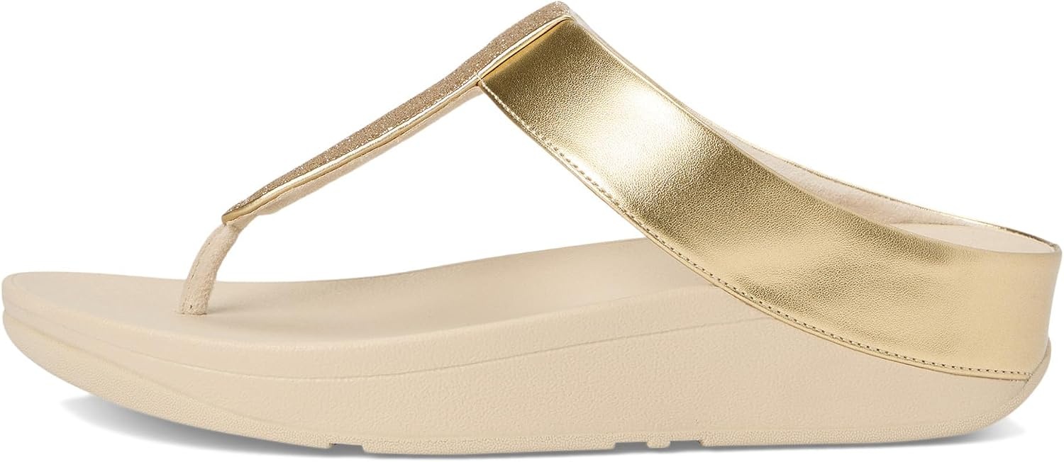 image:imageFitFlop Womens FINO Glitterdust Metallic Toe Post Flip Flop SandalPlatino