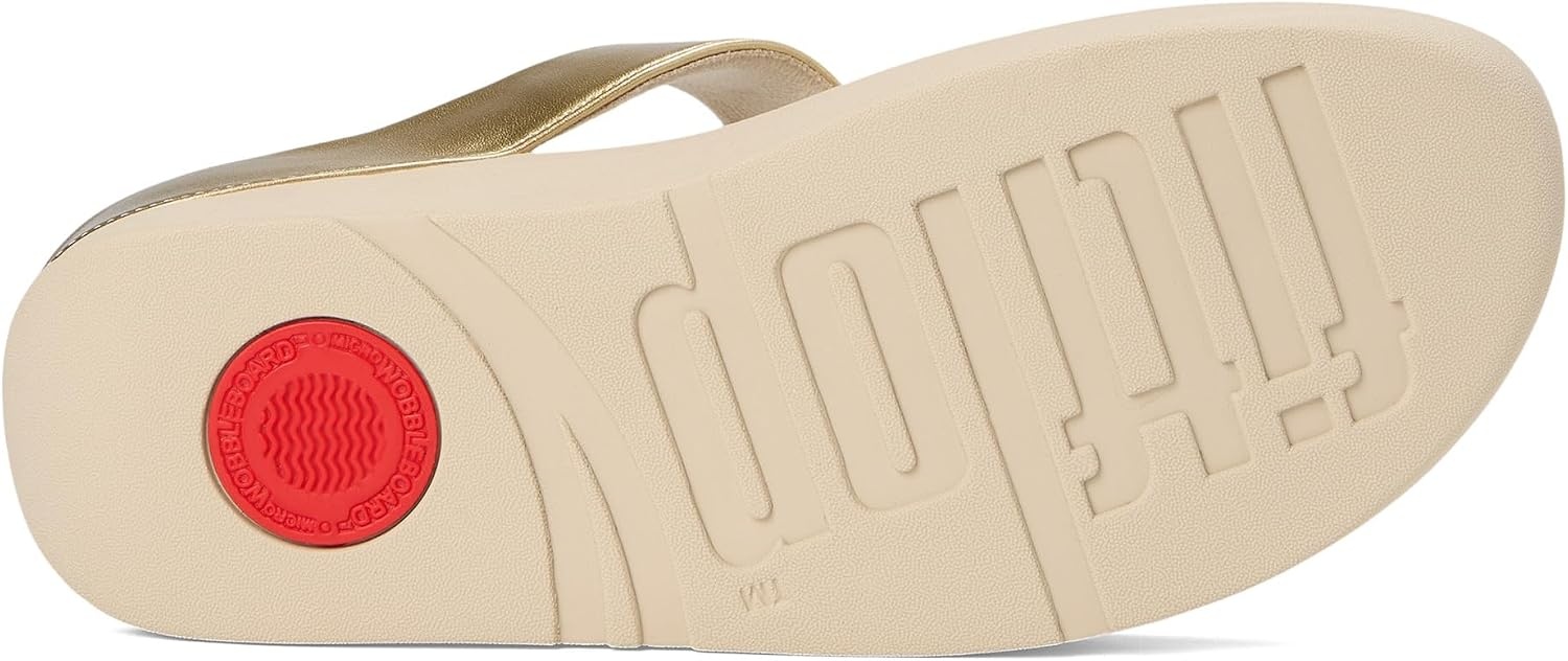 image:imageFitFlop Womens FINO Glitterdust Metallic Toe Post Flip Flop SandalPlatino