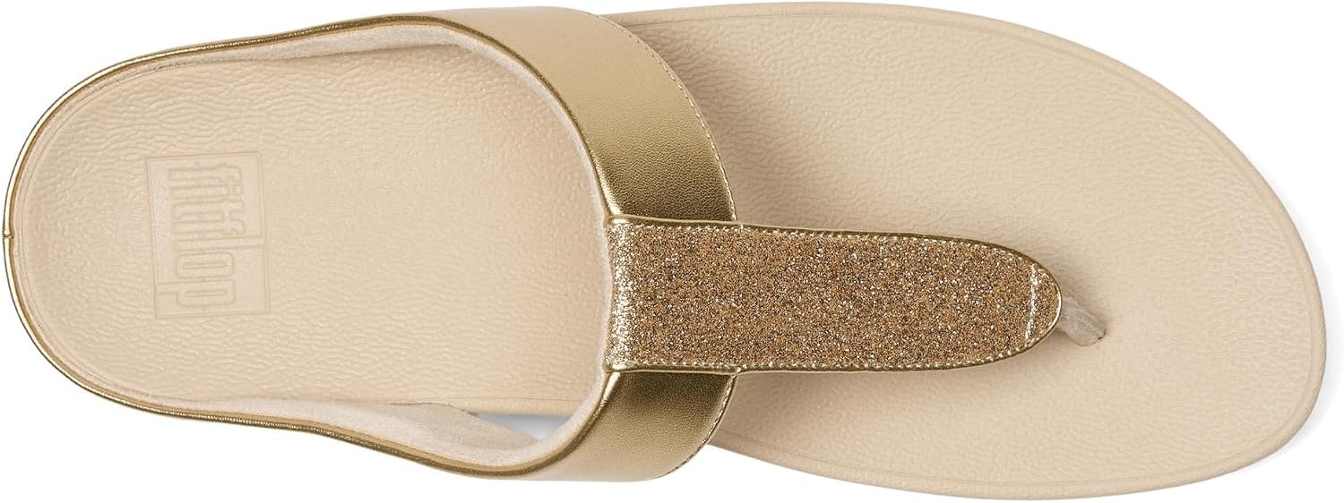 image:imageFitFlop Womens FINO Glitterdust Metallic Toe Post Flip Flop SandalPlatino