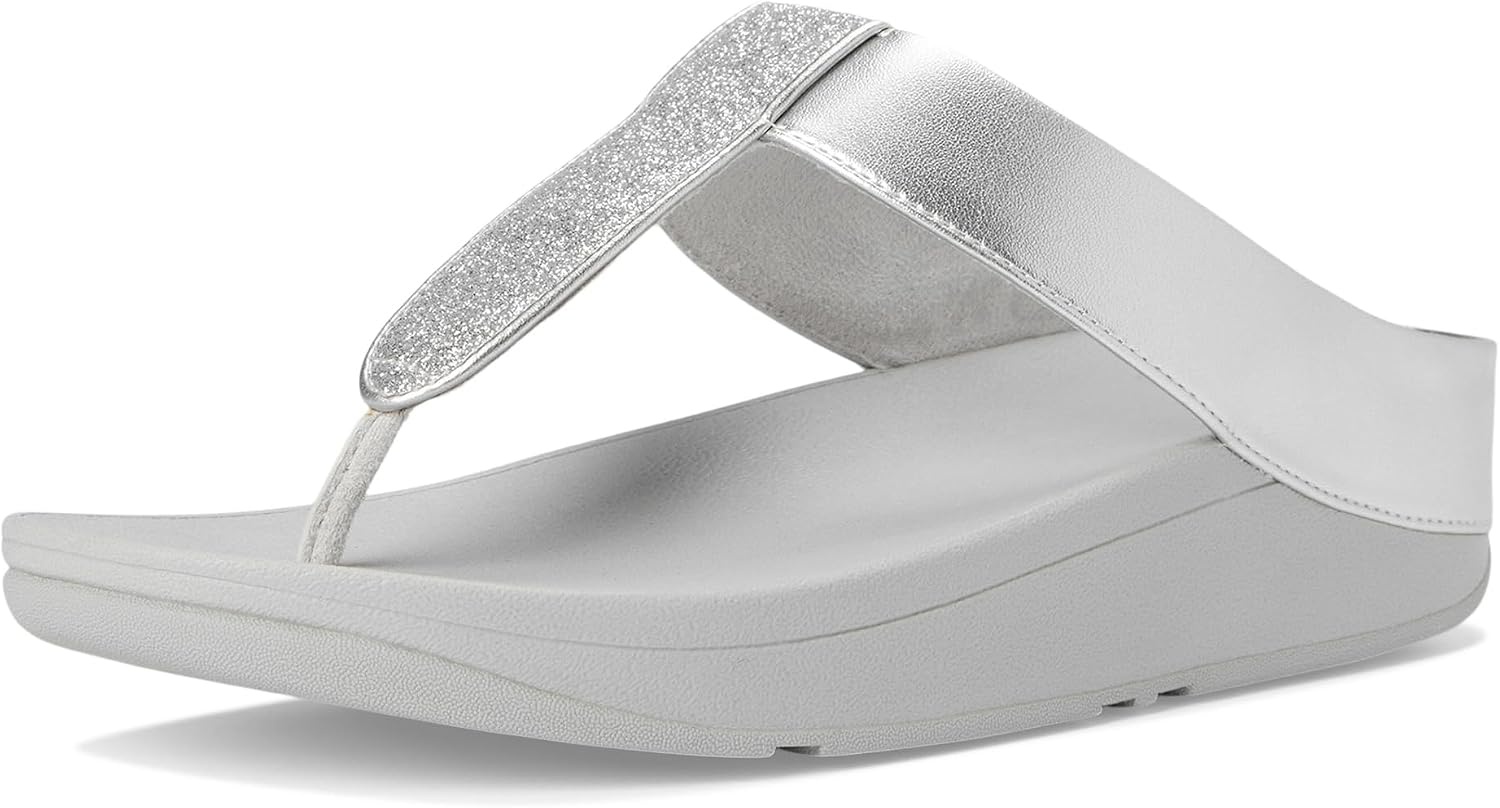 image:imageFitFlop Womens FINO Glitterdust Metallic Toe Post Flip Flop SandalSilver