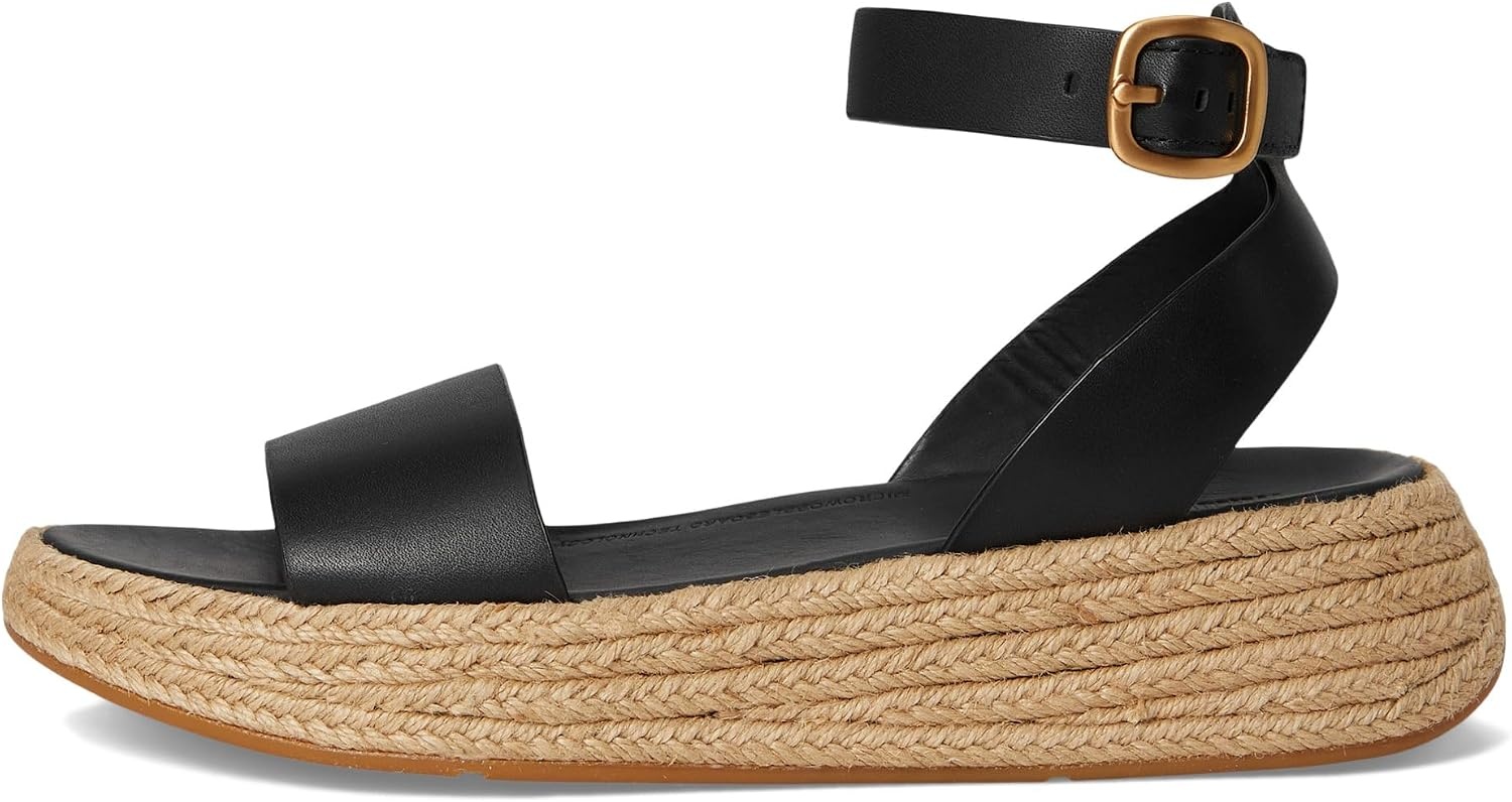 image:imageFitFlop Womens FMODE Espadrille Leather Flatform AnkleStrap SandalBlack