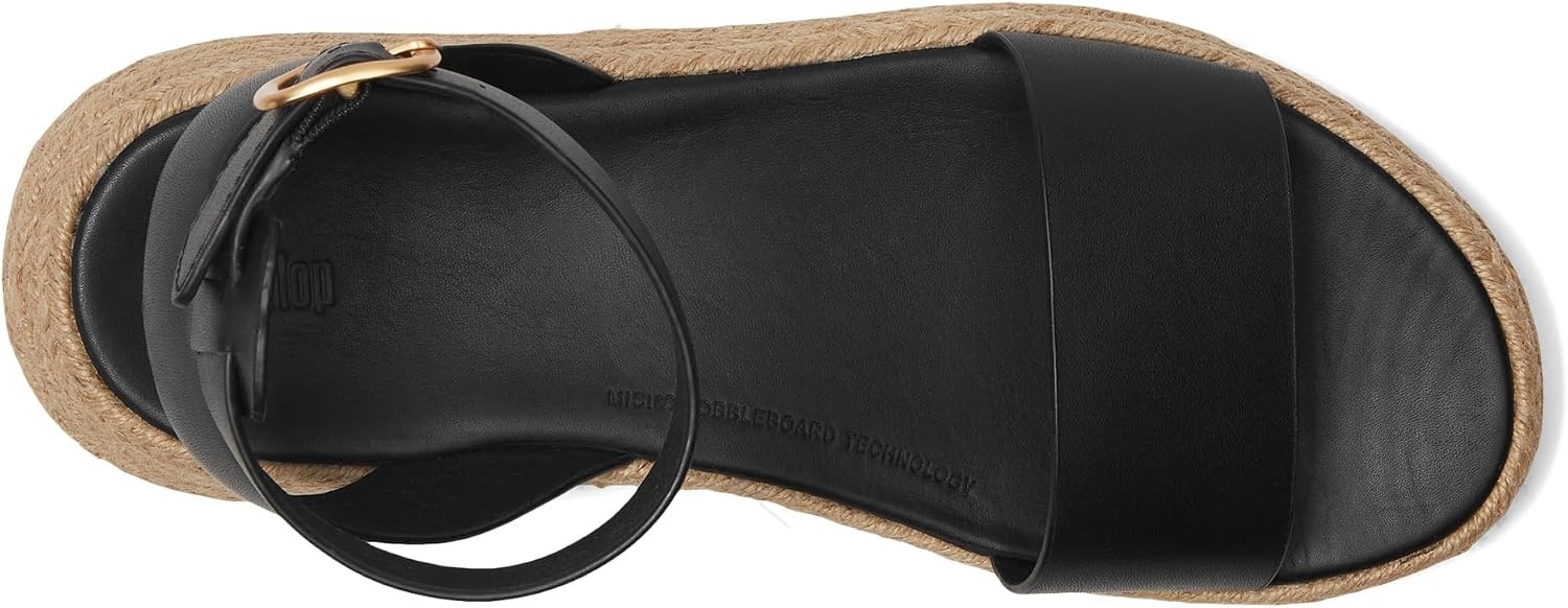 image:imageFitFlop Womens FMODE Espadrille Leather Flatform AnkleStrap SandalBlack
