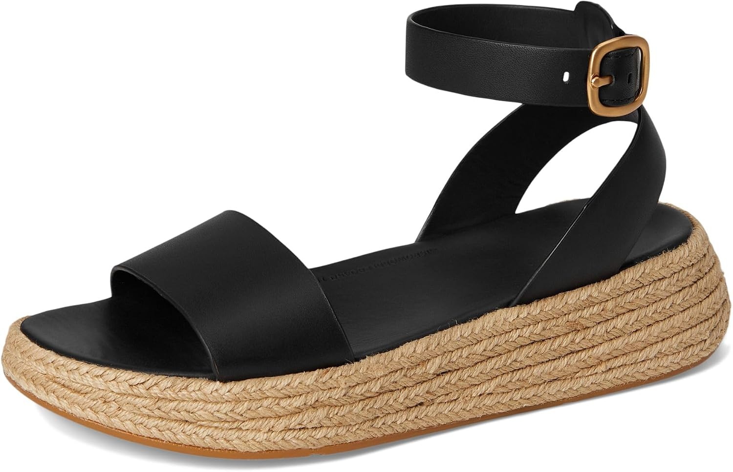 image:imageFitFlop Womens FMODE Espadrille Leather Flatform AnkleStrap SandalBlack