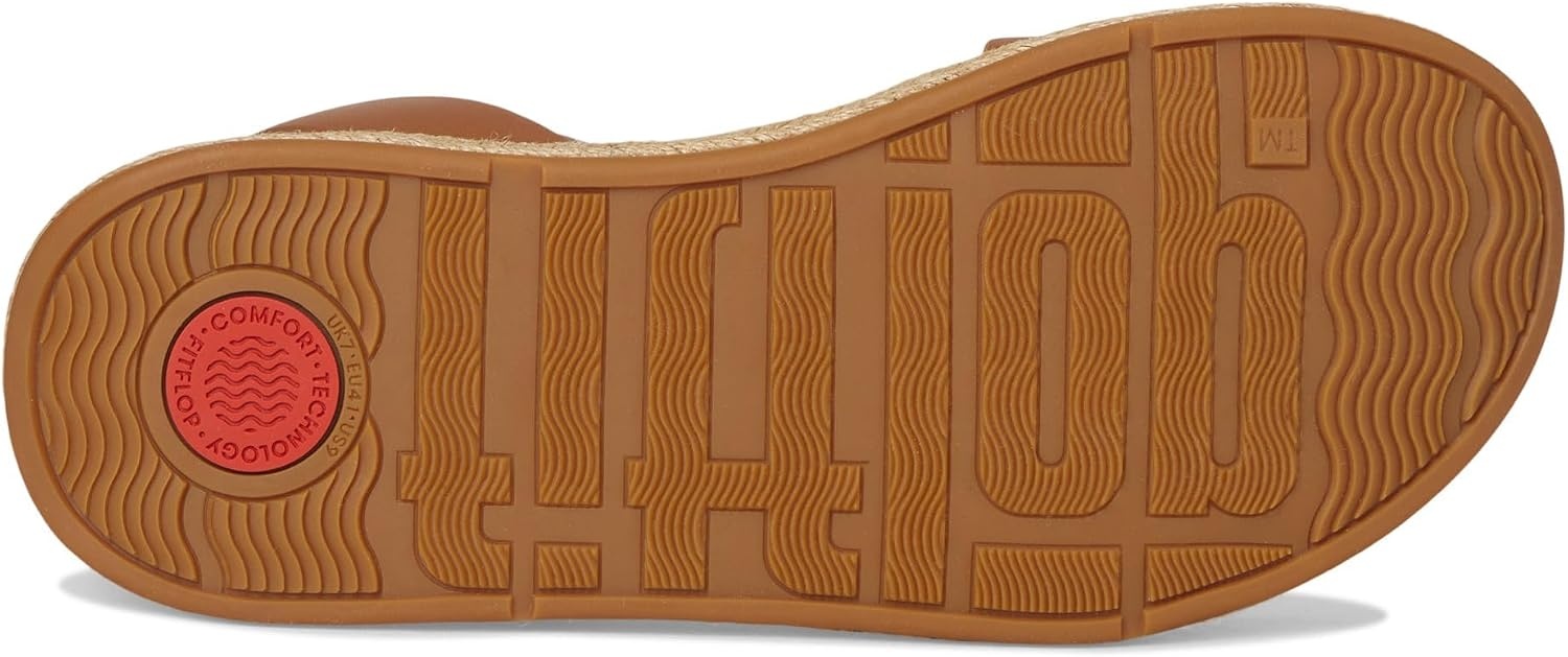 image:imageFitFlop Womens FMODE Espadrille Leather Flatform AnkleStrap SandalDeep Tan