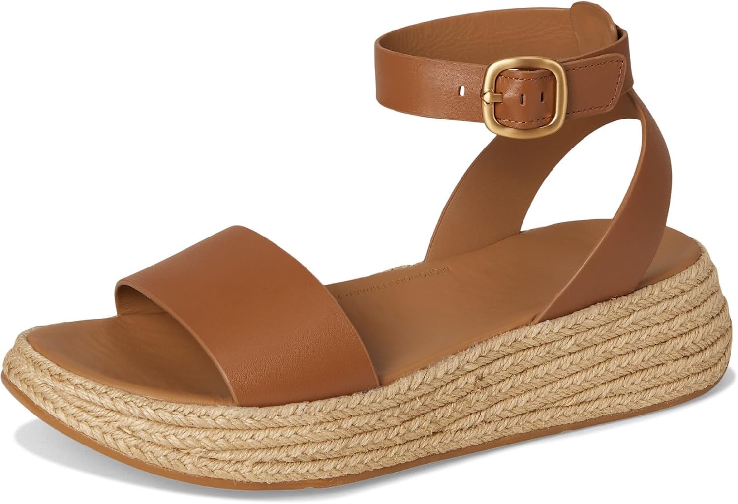 image:imageFitFlop Womens FMODE Espadrille Leather Flatform AnkleStrap SandalDeep Tan