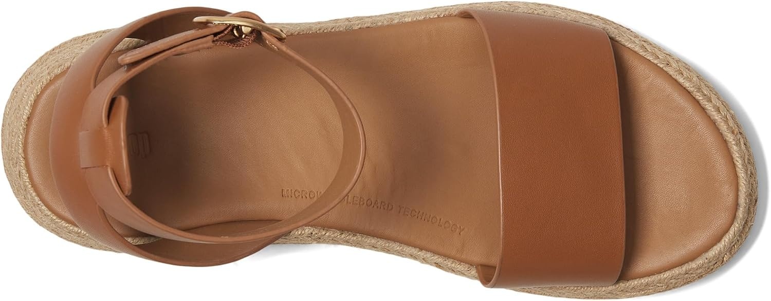 image:imageFitFlop Womens FMODE Espadrille Leather Flatform AnkleStrap SandalDeep Tan