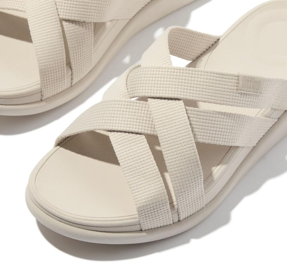 image:imageFitFlop Womens FMode Go Webbing Flatform Strappy Slide SandalParis Beige