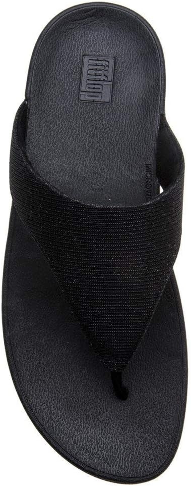 image:imageFitFlop Womens LULU Suede ToePost Sandals Lightweight Summer Walking Sandals with Cushioned Comfort Arch Support amp GripBlack Black 001