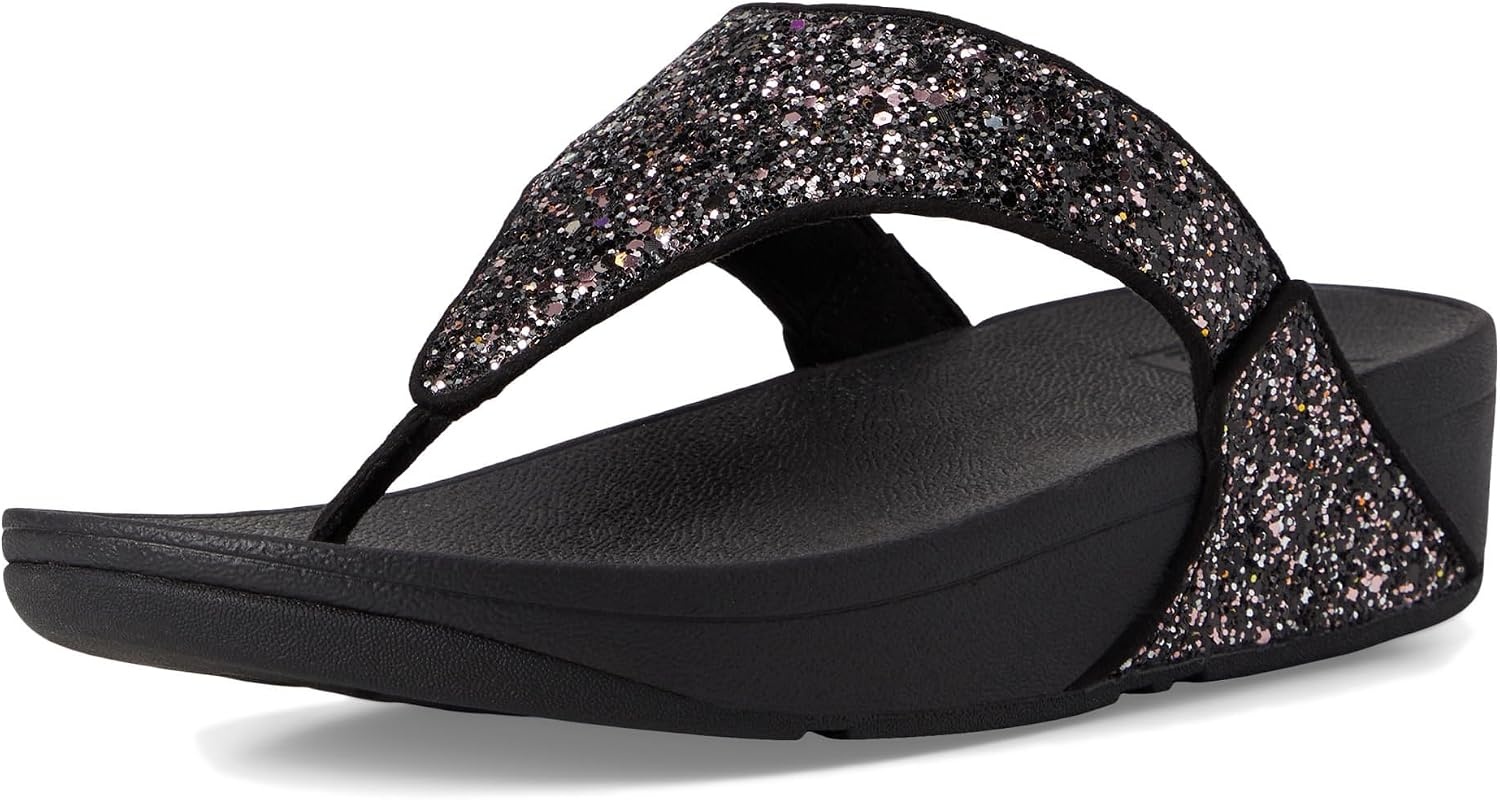 image:imageFitFlop Womens LULU Suede ToePost Sandals Lightweight Summer Walking Sandals with Cushioned Comfort Arch Support amp GripBlack Multi