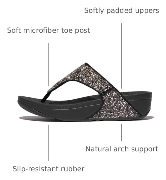 image:imageFitFlop Womens LULU Suede ToePost Sandals Lightweight Summer Walking Sandals with Cushioned Comfort Arch Support amp GripBlack Multi
