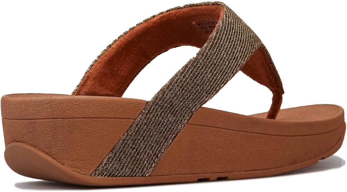 image:imageFitFlop Womens LULU Suede ToePost Sandals Lightweight Summer Walking Sandals with Cushioned Comfort Arch Support amp GripGold Artisan Gold 667