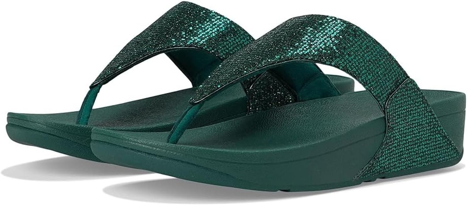 image:imageFitFlop Womens LULU Suede ToePost Sandals Lightweight Summer Walking Sandals with Cushioned Comfort Arch Support amp GripMetallic Deep Teal