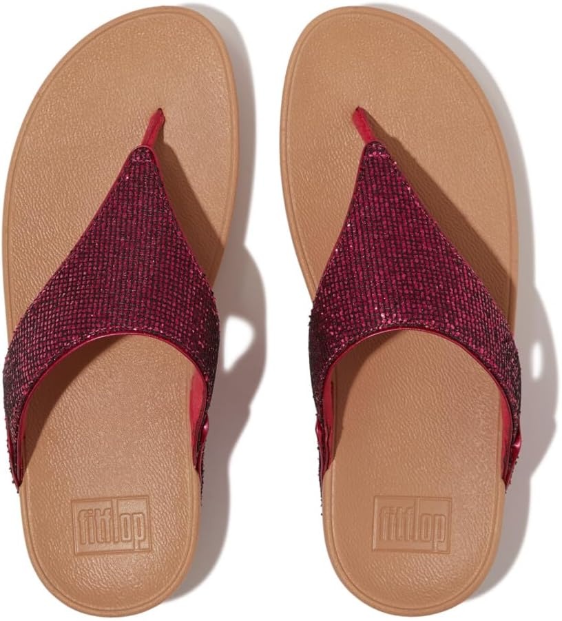 image:imageFitFlop Womens LULU Suede ToePost Sandals Lightweight Summer Walking Sandals with Cushioned Comfort Arch Support amp GripMetallic Wild Raspberry