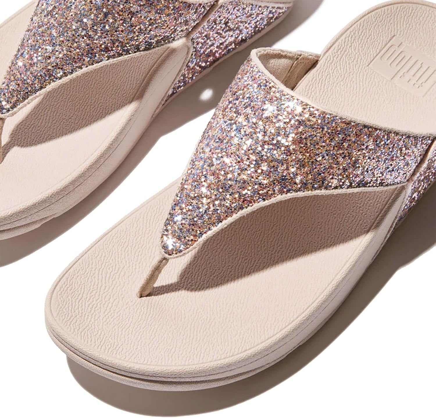 image:imageFitFlop Womens LULU Suede ToePost Sandals Lightweight Summer Walking Sandals with Cushioned Comfort Arch Support amp GripNude Rose Mix