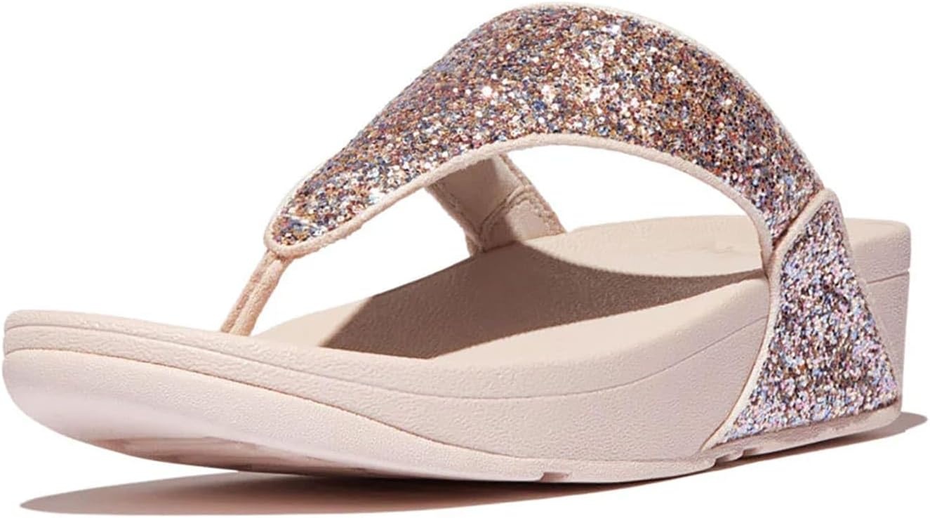 image:imageFitFlop Womens LULU Suede ToePost Sandals Lightweight Summer Walking Sandals with Cushioned Comfort Arch Support amp GripNude Rose Mix