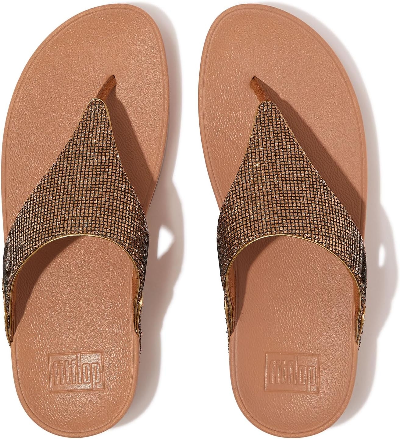 image:imageFitFlop Womens LULU Suede ToePost Sandals Lightweight Summer Walking Sandals with Cushioned Comfort Arch Support amp GripOld Gold