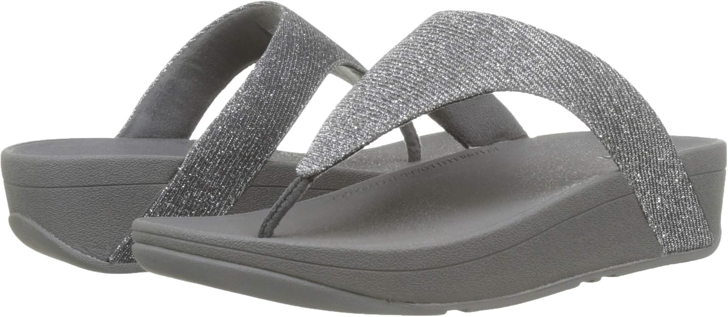 image:imageFitFlop Womens LULU Suede ToePost Sandals Lightweight Summer Walking Sandals with Cushioned Comfort Arch Support amp GripPewter