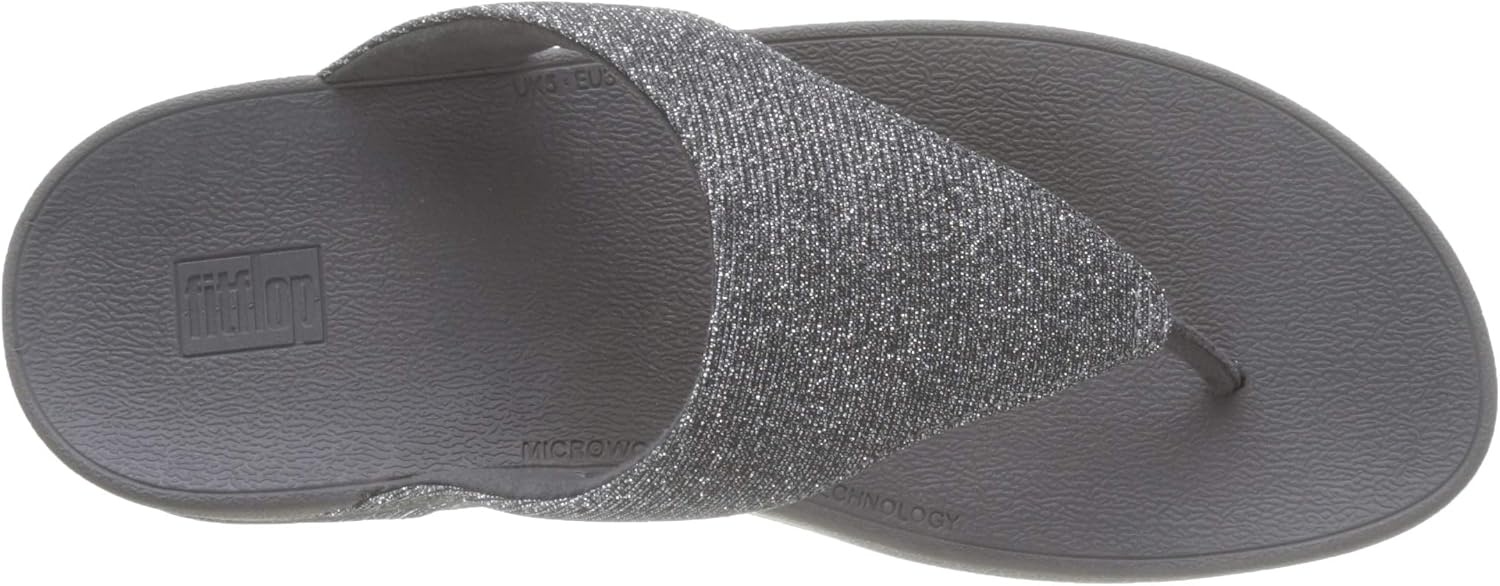 image:imageFitFlop Womens LULU Suede ToePost Sandals Lightweight Summer Walking Sandals with Cushioned Comfort Arch Support amp GripPewter