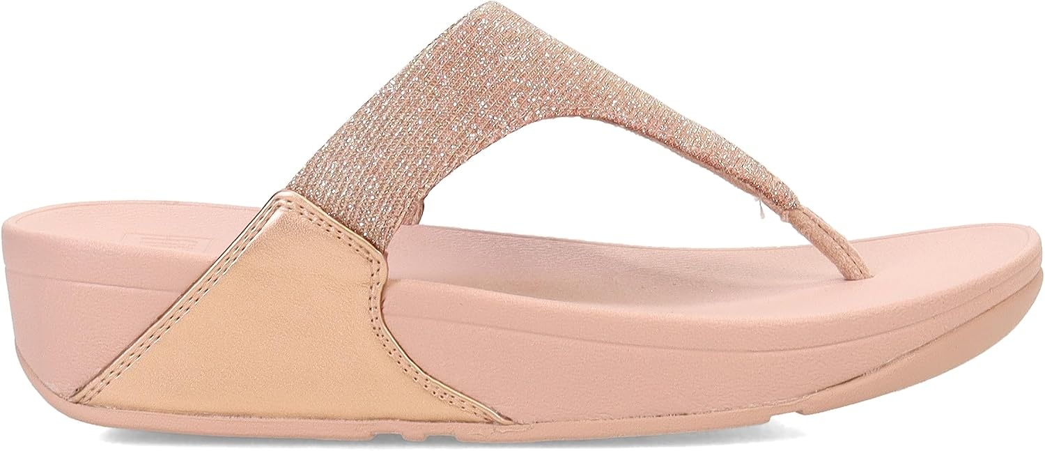 image:imageFitFlop Womens LULU Suede ToePost Sandals Lightweight Summer Walking Sandals with Cushioned Comfort Arch Support amp GripRose Gold
