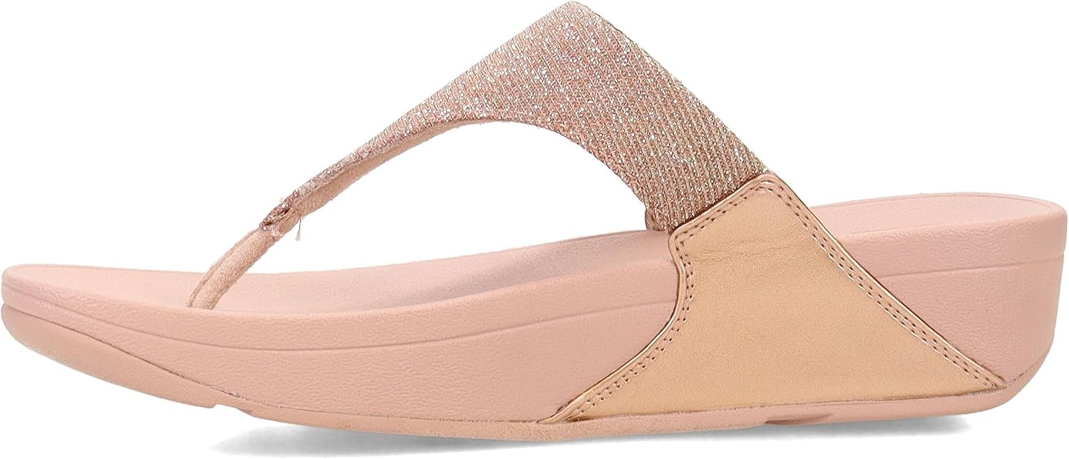 image:imageFitFlop Womens LULU Suede ToePost Sandals Lightweight Summer Walking Sandals with Cushioned Comfort Arch Support amp GripRose Gold